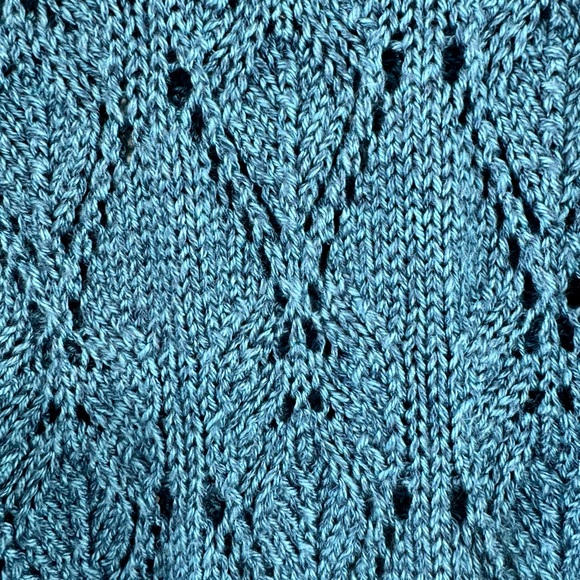 Vintage Hand Crocheted Gorgeous loose knit in teal.One of a kind.Size M - Picture 4 of 8